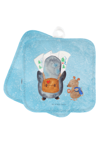 Mr. & Mrs. Panda Topflappen Pinguin & Maus Wanderer ohne Spruch in Eisblau