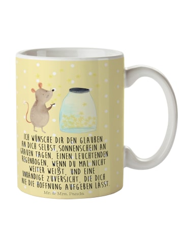 Mr. & Mrs. Panda Tasse Maus Sterne mit Spruch in Gelb Pastell