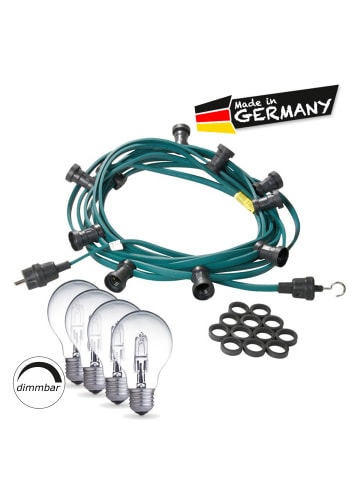 SATISFIRE Garten Party Lichterkette Illu 20x dimmbare Halogenlampe 10m grün
