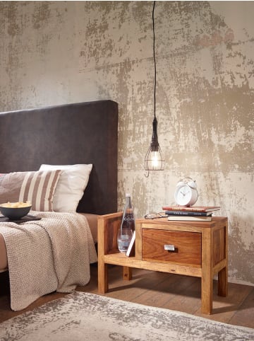 KADIMA DESIGN Nachttisch MUMBAI Massiv-Holz Nacht-Kommode 40 cm hoch