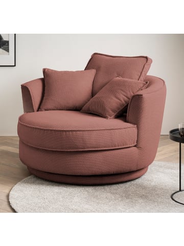 Furn.Design Drehsessel terracotta Web-Velours, XL Sessel 360° drehbar inklusive 3 x Kissen