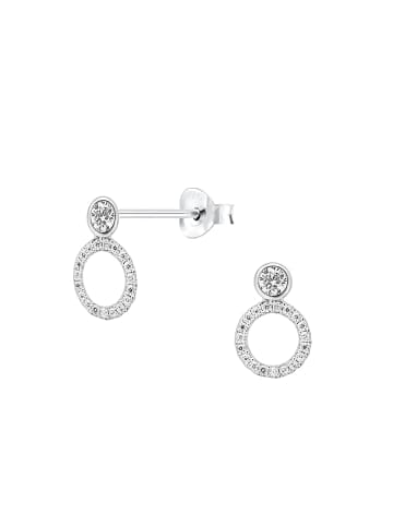 Alexander York Ohrstecker ZIRKONIA auf CIRCLE rhodiniert in 925 Sterling Silber, 2-tlg.