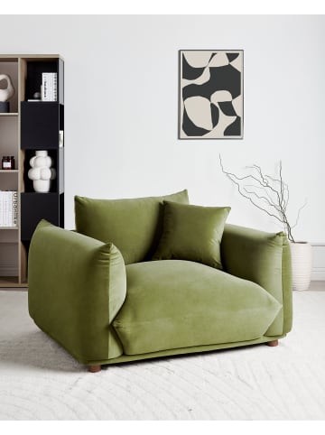 Beliani Sessel LUVOS in Grün/Braun - (W) 120 x (H) 74 x (L) 108 cm