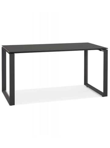 KADIMA DESIGN Gerader Schreibtisch mit Hartglas Tischplatte Metall Gestell in Schwarz