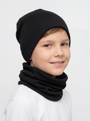 TupTam Unisex Kinder Beanie Mütze Schlauchschal Set in schwarz