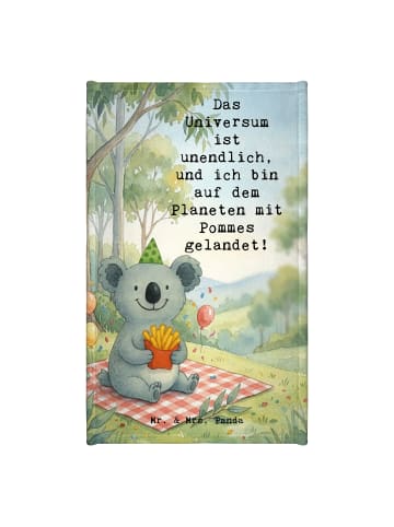 Mr. & Mrs. Panda Baumwollhandtuch Koala Pommes Design mit Spruch in Weiß