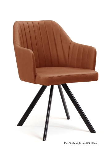 58 aufm Kessel ARMLEHNSTUHL (8er-Set) Delia 58x81x60 Schwarz/Cognac
