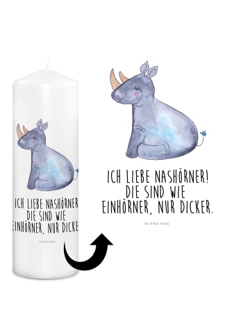 Mr. & Mrs. Panda Kerze Einhorn Nashorn mit Spruch in Weiß