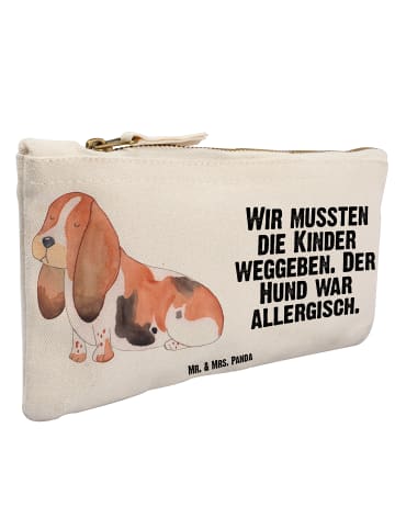 Mr. & Mrs. Panda Kulturtasche Hund Basset Hound mit Spruch in Weiß