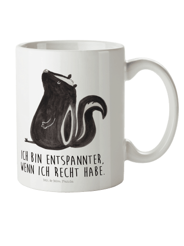 Mr. & Mrs. Panda Kunststoffbecher Stinktier Sitzen mit Spruch in Weiß