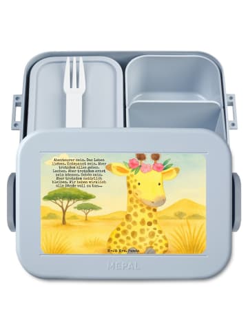 Mr. & Mrs. Panda Lunch Box Giraffe Blumenkranz Design mit Spruch in Blau Pastell