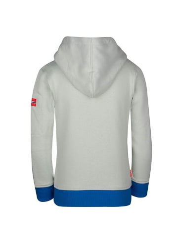 Trollkids Hoodie Pullover mit Kapuze "Sortland" in Wolkengrau/Leuchtendes Blau