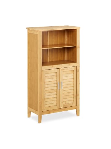 relaxdays Badezimmerschrank Lamell in Natur- (B)50 x (H)92 x (T)25 cm