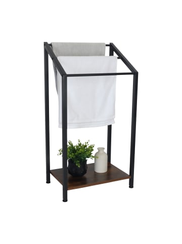 relaxdays Handtuchständer in Schwarz/ Braun - (B)43 x (H)80 x (T)28 cm