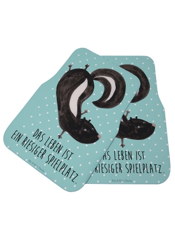 Mr. & Mrs. Panda Fußmatte Fürs Auto Stinktier Handstand mit Spruch in Türkis Pastell