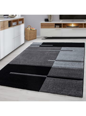 KADIMA DESIGN Teppich Kurzflor Karo Muster Polypropylen Wohnzimmer in Grau