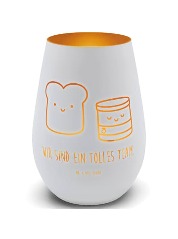 Mr. & Mrs. Panda Glas Windlicht Toast Marmelade mit Spruch in Weiß