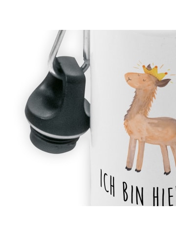 Mr. & Mrs. Panda Trinkflasche Lama König mit Spruch in Weiß