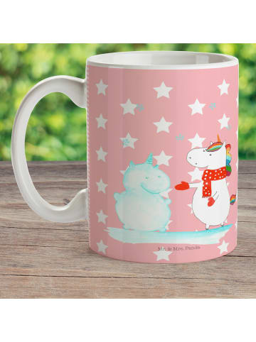 Mr. & Mrs. Panda Trinklernbecher Einhorn Schneemann ohne Spruch in Rot Pastell