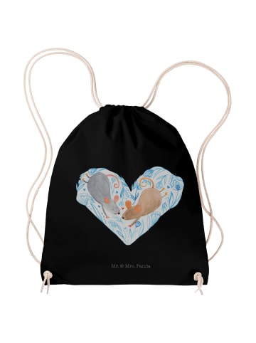 Mr. & Mrs. Panda Jutebeutel Mäuse Herz ohne Spruch in Schwarz