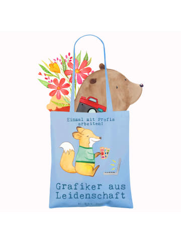 Mr. & Mrs. Panda Shopping Tasche Grafiker Leidenschaft mit Spruch in Sky Blue