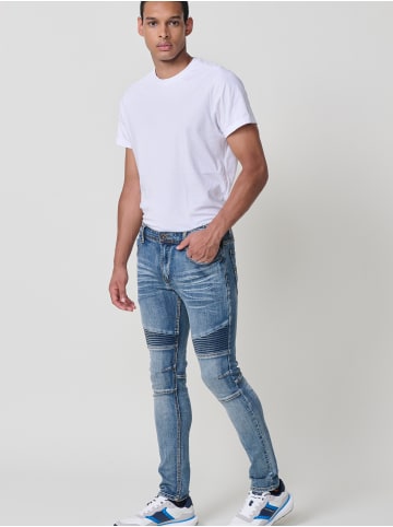 KOROSHI Biker-Skinny-Fit-Jeans in blau