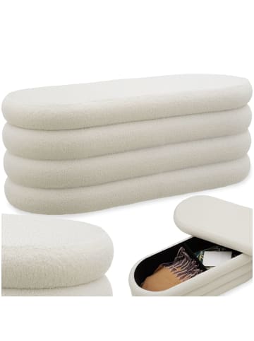 tectake Gepolsterte Sitztruhe mit Bouclé, 110 x 45 x 42 cm, mit Stauraum