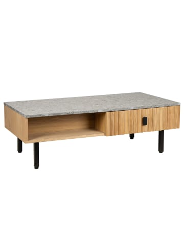 home24 home24 Couchtisch aus massiver Eiche & furniertem MDF mit Metallfüßen in Eiche / Schwarz, 120 x 60 x 40 cm in Eiche / Schwarz