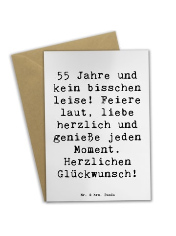 Mr. & Mrs. Panda Valentinstagskarte Spruch 55. Geburtstag mit Sp... in Weiß