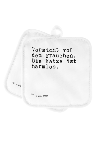 Mr. & Mrs. Panda Topflappen Vorsicht vor dem Frauchen.... mit Sp... in Weiß