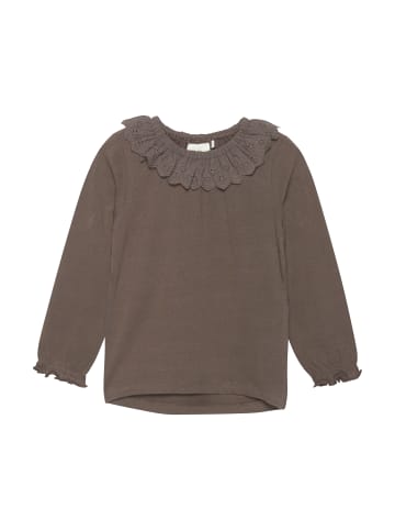 enfant Longsleeve ENBlouse LS Collar - 220321  Verspieltes Langarmshirt mit Spitze in Braun