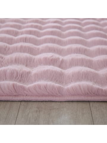 KADIMA DESIGN Teppich Hochflor Waschbar Einfarbig NAUDERS Strapazierfähig OEKO-TEX in Rosa