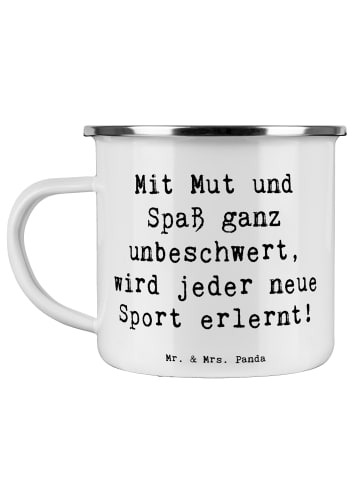 Mr. & Mrs. Panda Emaille Tasse Spruch Neue Sportart versuchen mi... in Weiß