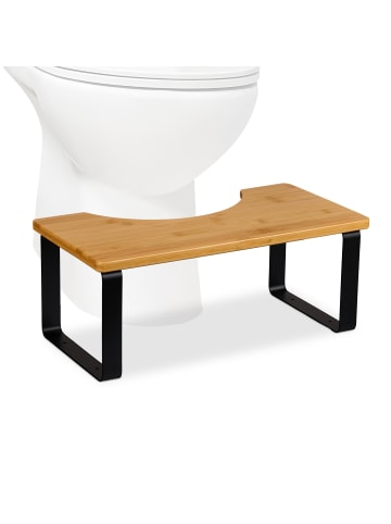 relaxdays Toilettenhocker in Natur/ Schwarz - (B)44,5 x (H)18 x (T)23 cm
