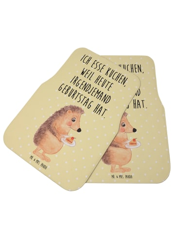 Mr. & Mrs. Panda Fußmatte Fürs Auto Igel Kuchenstück mit Spruch in Gelb Pastell