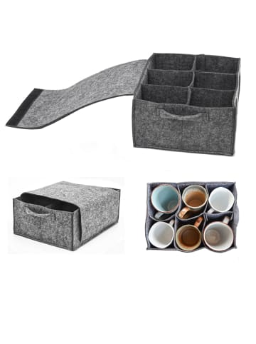 DuneDesign Campingtasche Becher Organizer Filz Grau anthrazit