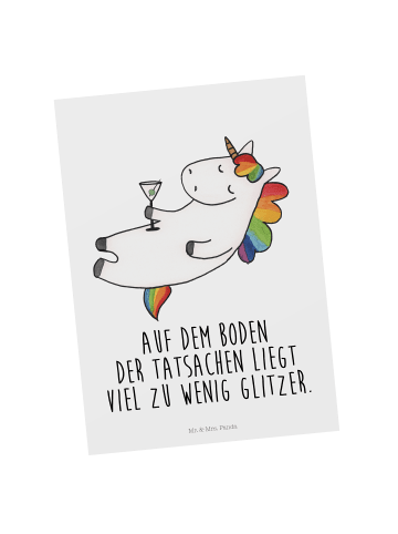 Mr. & Mrs. Panda Postkarte Einhorn Blümchentail mit Spruch in Weiß