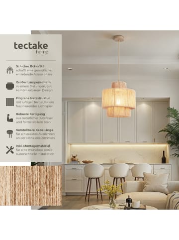 tectake Pendelleuchte Allegra aus Jute im Boho-Stil, 40W