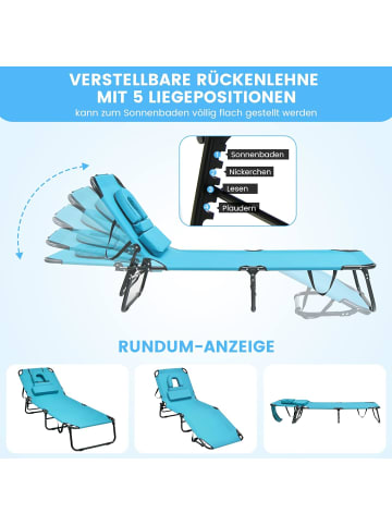 COSTWAY Sonnenliege mit Gesichtsöffnung in Türkis