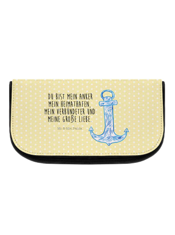 Mr. & Mrs. Panda Kulturbeutel Anker Blau mit Spruch in Gelb Pastell