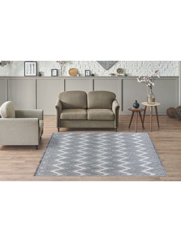 Kayoom Kurzflor Teppich Sarai 225 in grau - weiß - rechteckig