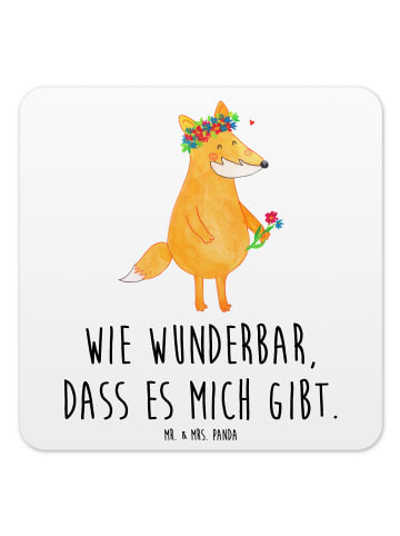 Mr. & Mrs. Panda Untersetzer Set Fuchs Blumen mit Spruch in Weiß