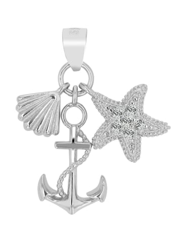 Adeliás Damen Anhänger Anker aus 925 Silber mit Zirkonia in silber