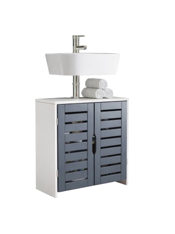 VCM  Holz Badschrank Badunterschrank Waschbecken Flonali in Weiß / Anthrazit