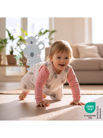 Schlummersack Schlafsack mit Füßen, umklappbaren Bündchen und Ärmeln, 1.0 TOG in Rosa-Weiß