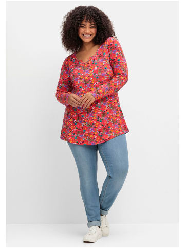 sheego by Joe Browns Longshirt in rot gemustert