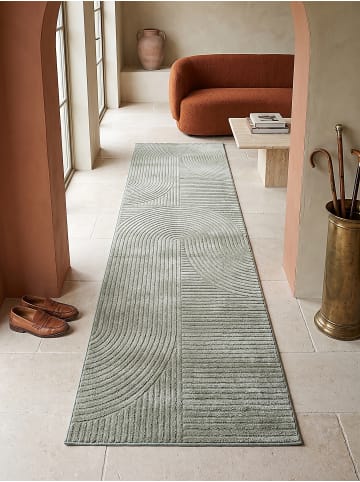 KADIMA DESIGN Teppich Kurzflor mit Zen-Dessin, pflegeleicht und flach im Aufbau in Grün