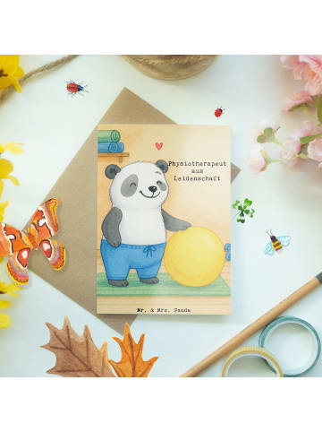 Mr. & Mrs. Panda Grußkarte Physiotherapeut Leidenschaft Design m... in Weiß