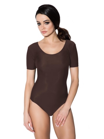 Aquarti Aquarti Damen Ballett Trikot Kurzarm Tanz-Body in braun