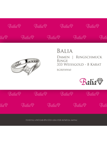 BALIA 333 Weißgold - 8 Karat Damen Ringe Viereck gold Fingerring 60 (19,1)